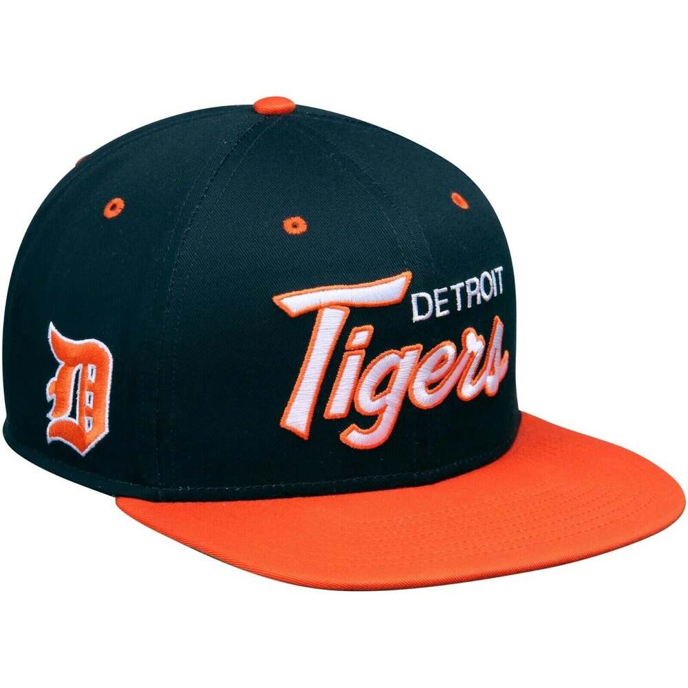 Nike Vintage Two Toned Script Detroit Tigers Navy/Orange Snapback Hat / Cap